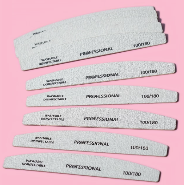 Washable Nail Files 100/180 Grit – Professional Salon Quality (Pack of 7)
