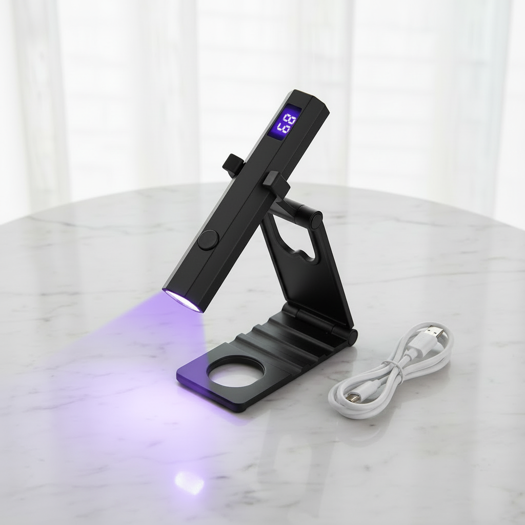 Mini UV Nail Lamp – Black with White Cable