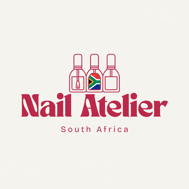 Nail Atelier logo with South African flag bottle